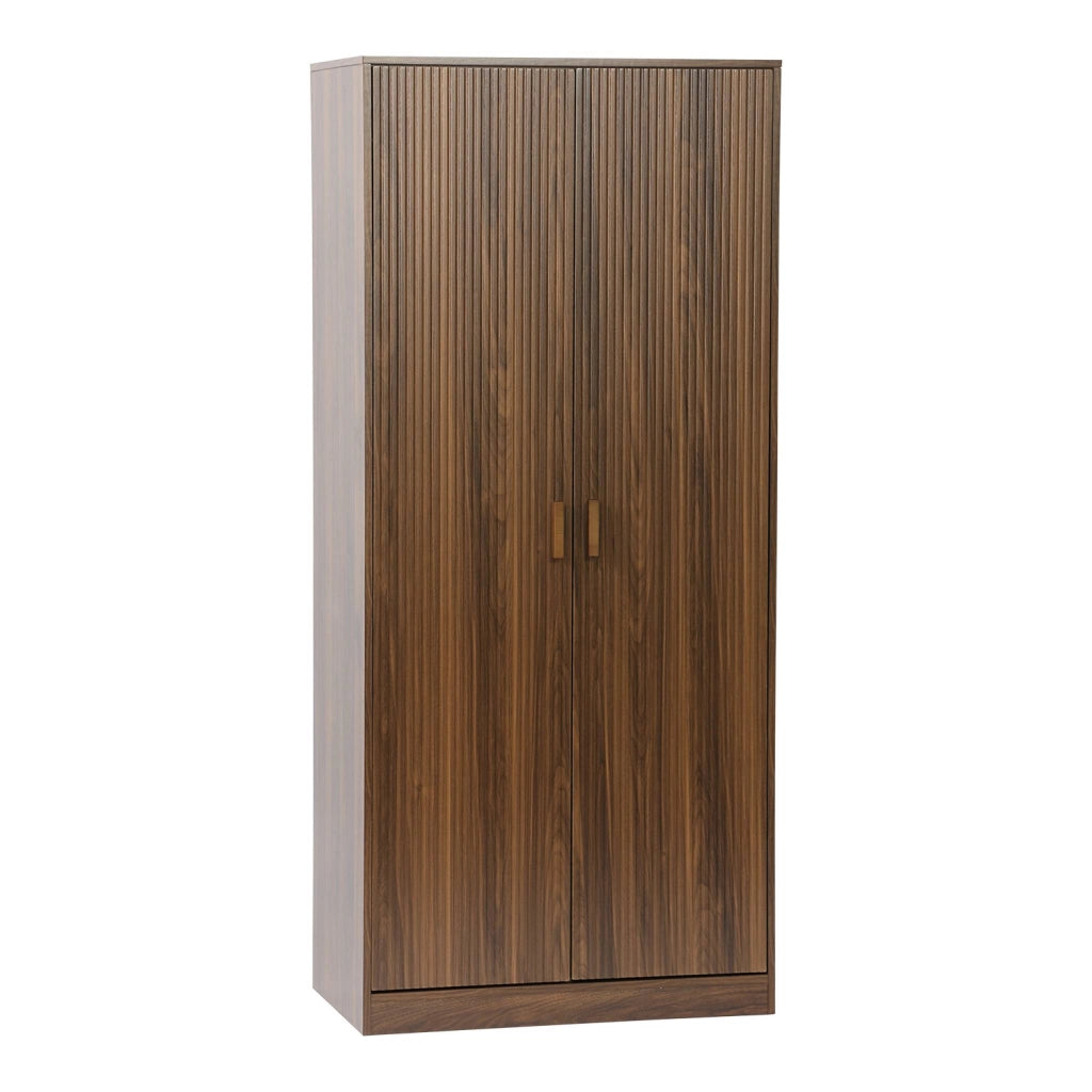 Armadio in legno 1 asta appendiabiti, 2 ante, noce