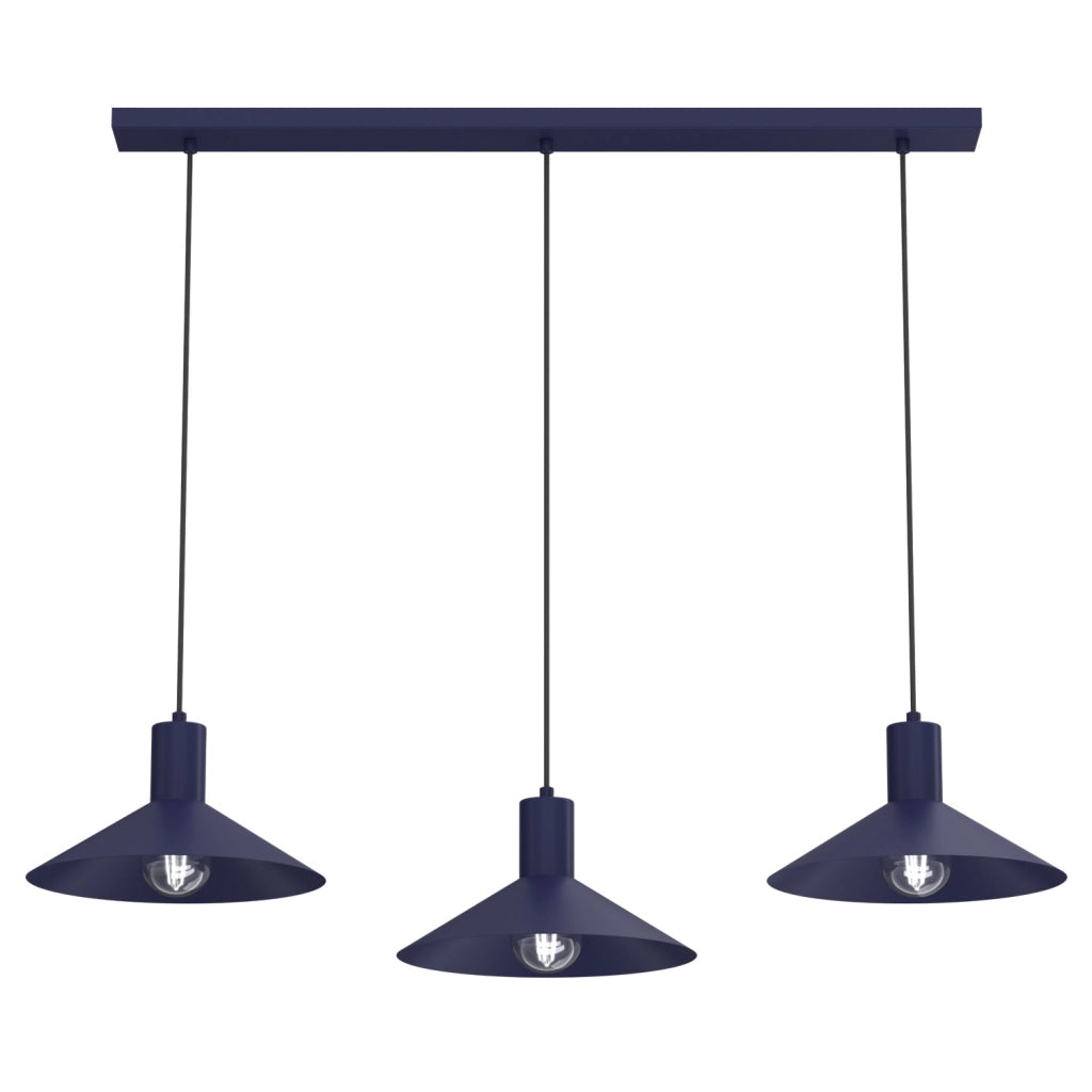 Lampada a sospensione Nox 3 luci blu acciaio E27