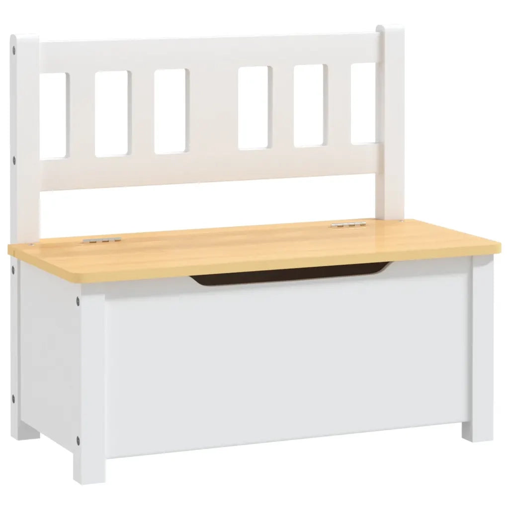 Cassapanca-Baule-Mobile di Stoccaggio per Bambini Bianca e Beige 60x30x55 cm in MDF