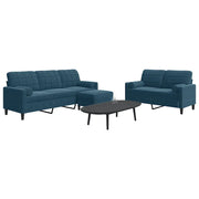 Set di Divani 3 pz con Cuscini e Rinforzi Blu in Velluto 3278430