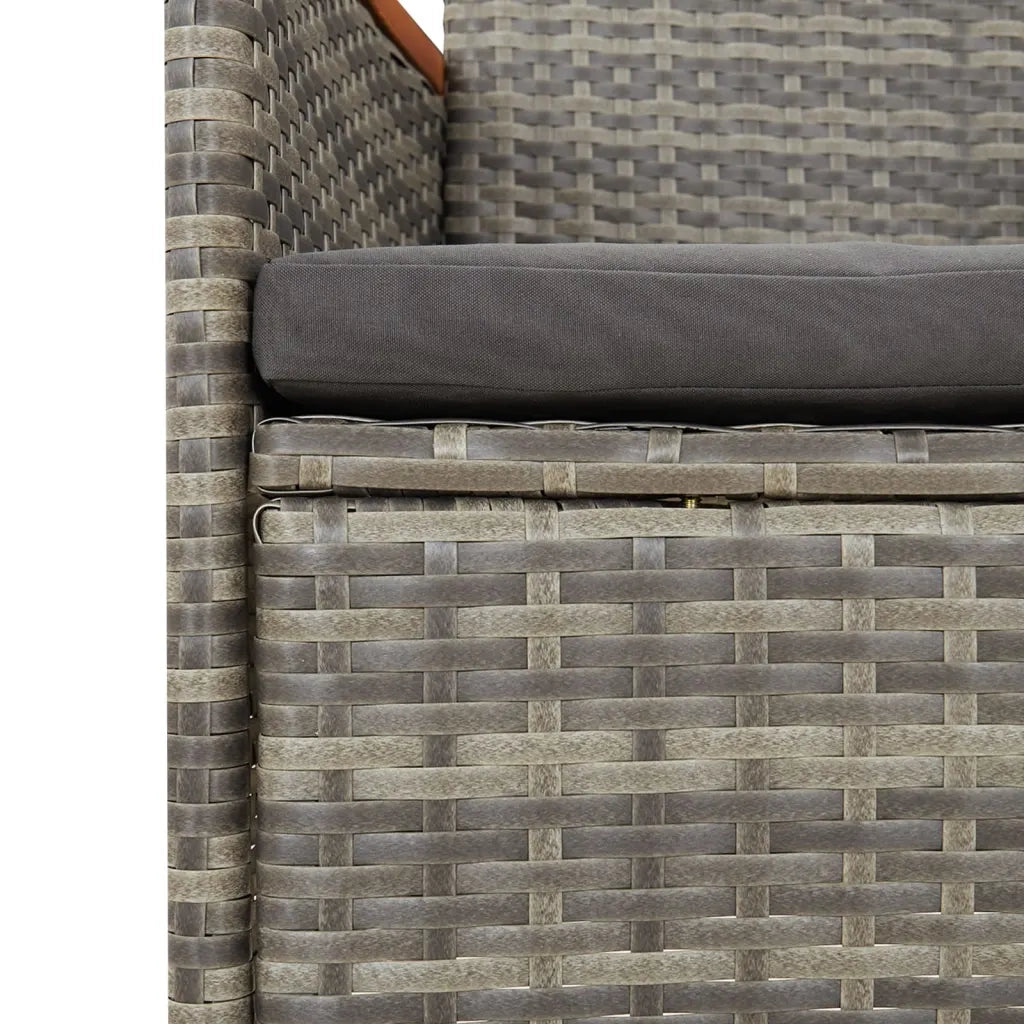 Set da Pranzo da Giardino 11pz con Cuscini in Polyrattan Grigio