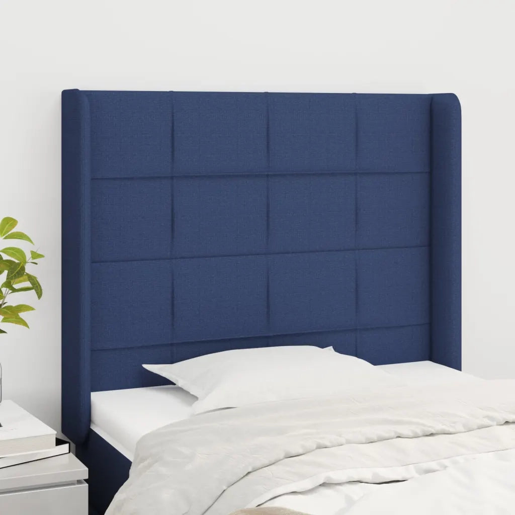 Testiera | Testata ad Orecchio Blu 103x16x118/128 cm in Tessuto