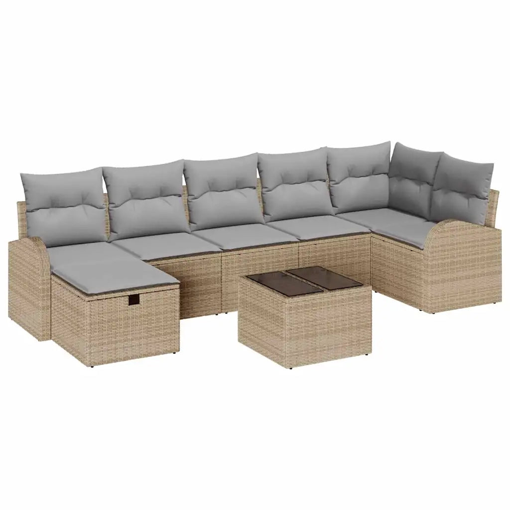 Set Divano da Giardino con cuscino 8 pcs Beige Poly Rattan 3360441