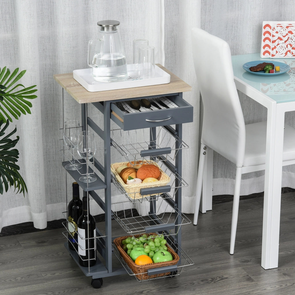 Carrello da Cucina con Cassetto e Cestelli ¨C Minimal ¨C Grigio Scuro