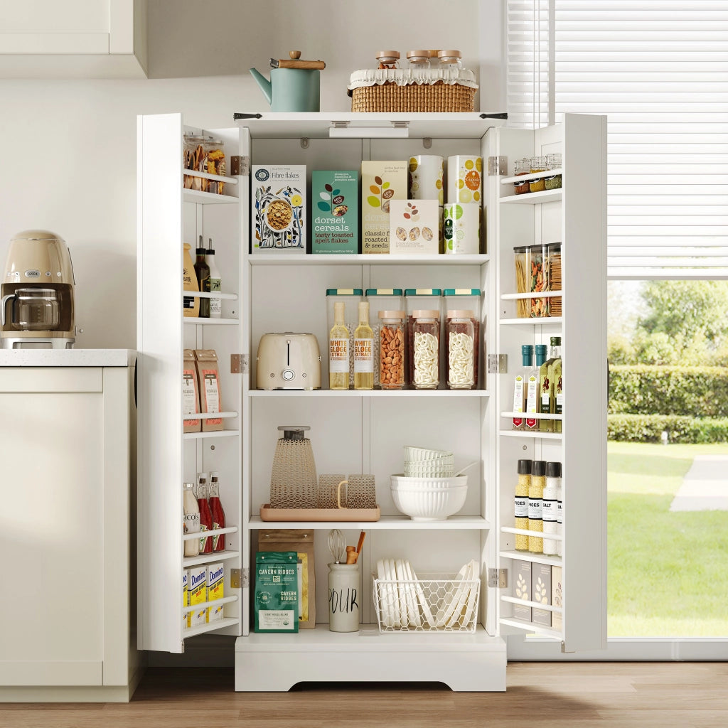 Credenza da Cucina con Ante e Ripiani ¨C MINIMAL ¨C Bianco, 128.5 cm