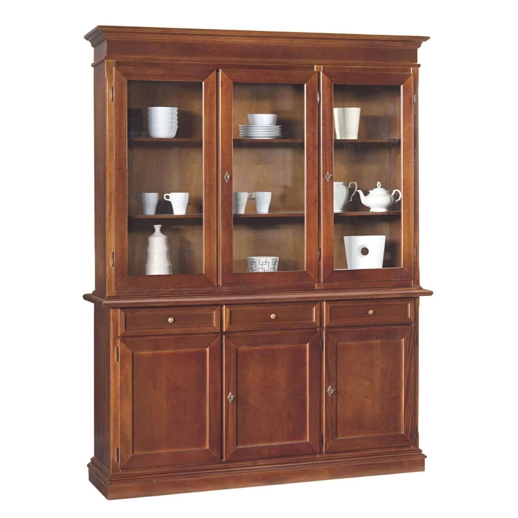 Cristalliera 3 porte in legno noce arte povera 155x42x205 (381) - Mobili 2G