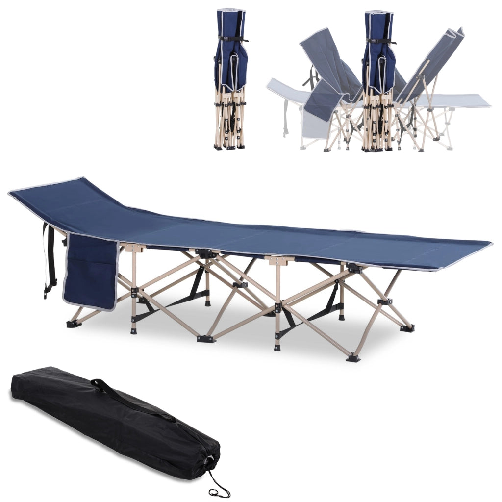 Letto da campo pieghevole ¨C Minimal ¨C 190x68x52 cm blu con tracolla