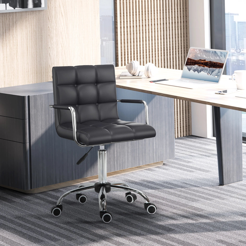 Sedia da Ufficio Ergonomica ¨C Xylo ¨C Pelle PU Nero, Schienale Imbottito, Altezza Regolabile, 5 Ruote