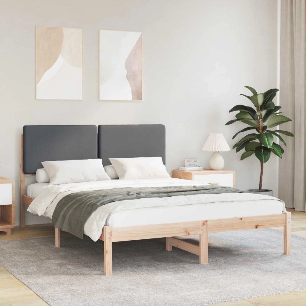 Letto con Testiera Rivestita Grigio scuro 140 x 200 cm 877905