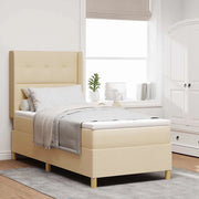 Letto a molle con materasso Crema 90 x 200 cm Tessuto