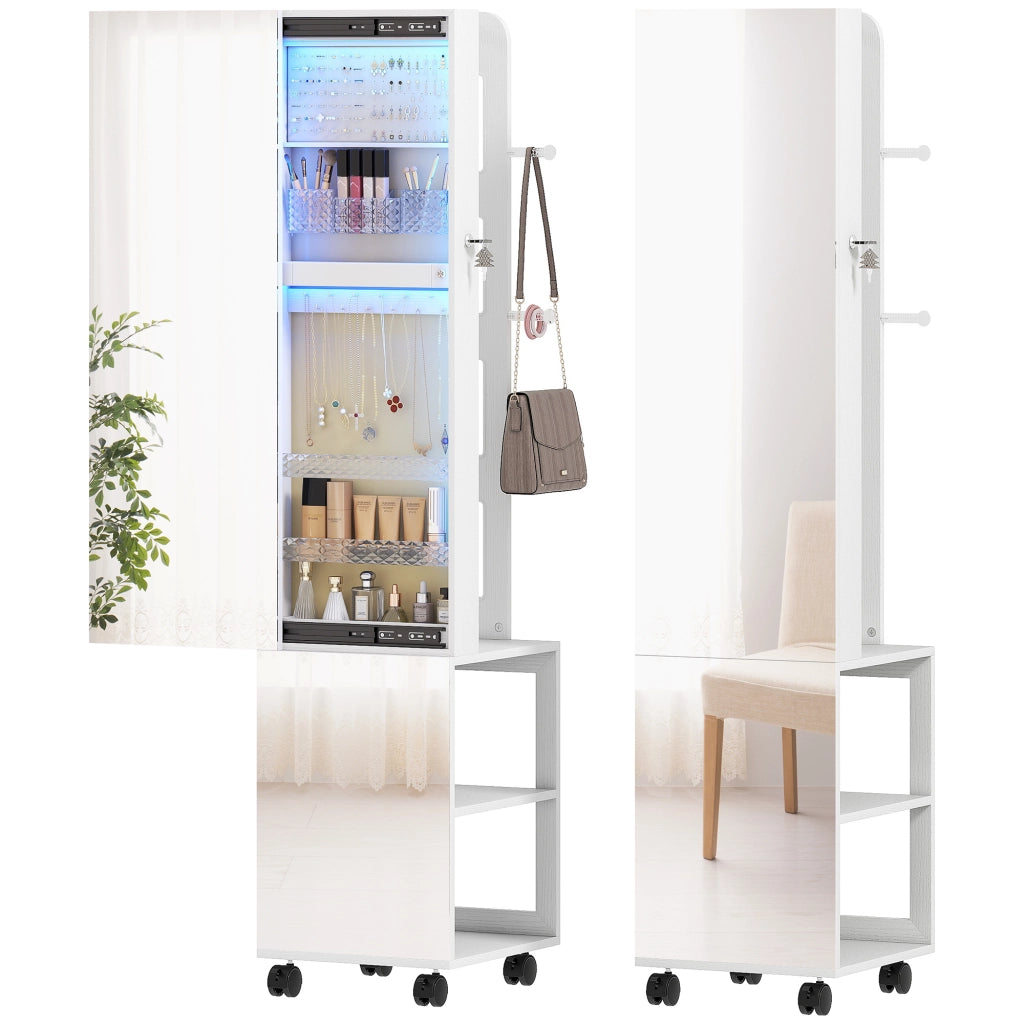 Armadio Specchio con Luci LED e Giro 360¡ã ¨C Minimal ¨C Bianco Beige