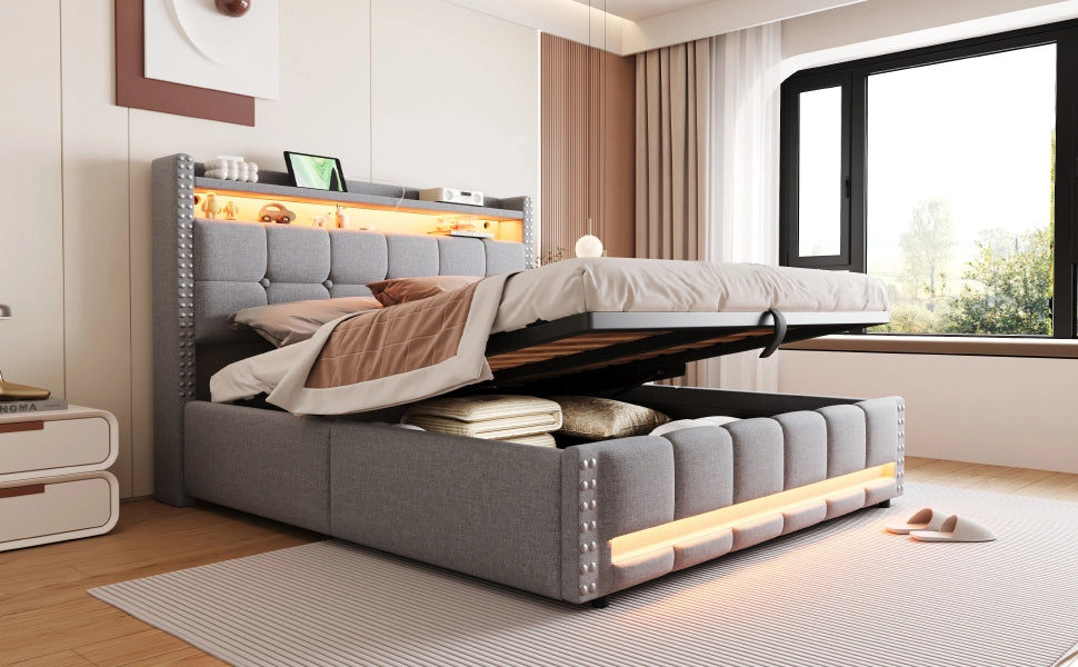 letto imbottito lino grigio chiaro 160 x 200 cm