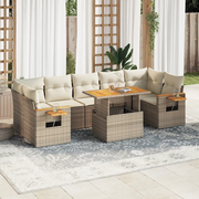 Set Divano da Giardino 8 pz con Cuscini Beige Polyrattan Acacia 3327572