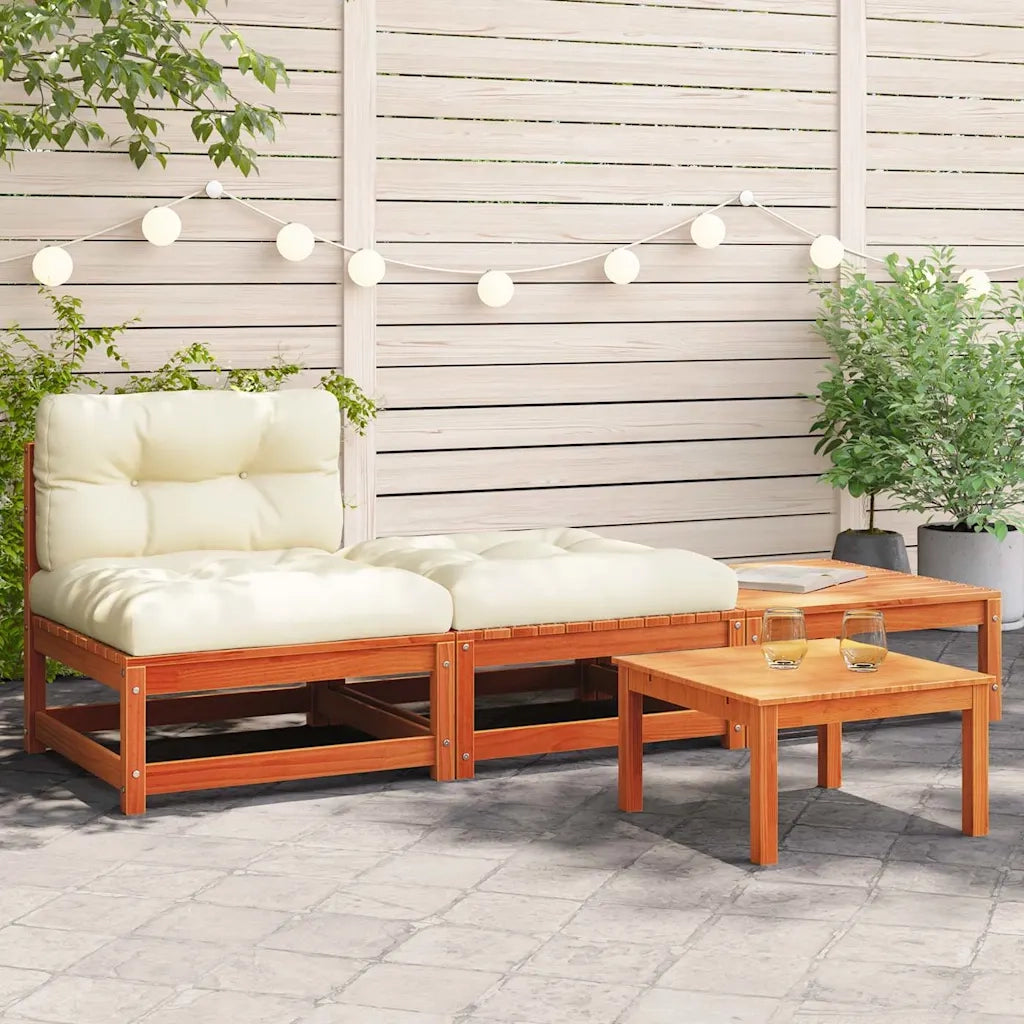 Divano da Giardino Senza Braccioli con Cuscini e Poggiapiedi-Sofa da Giardino-Divano da esterno 615434
