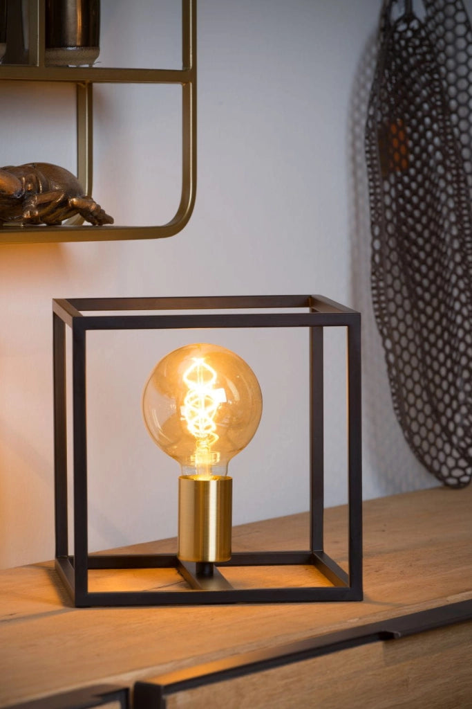 Lampada da tavolo Lucide Ruben nero/ottone E27 40W