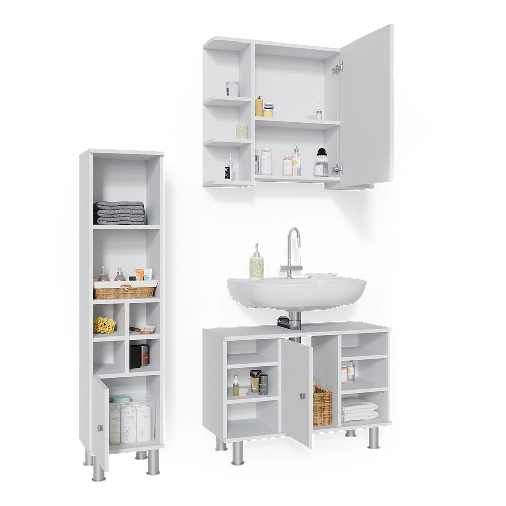 Vicco Set mobili bagno Bianco 3 pezzi, base 80 cm