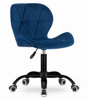 Sedia girevole in velluto Valora NOTO blu navy, design ergonomico
