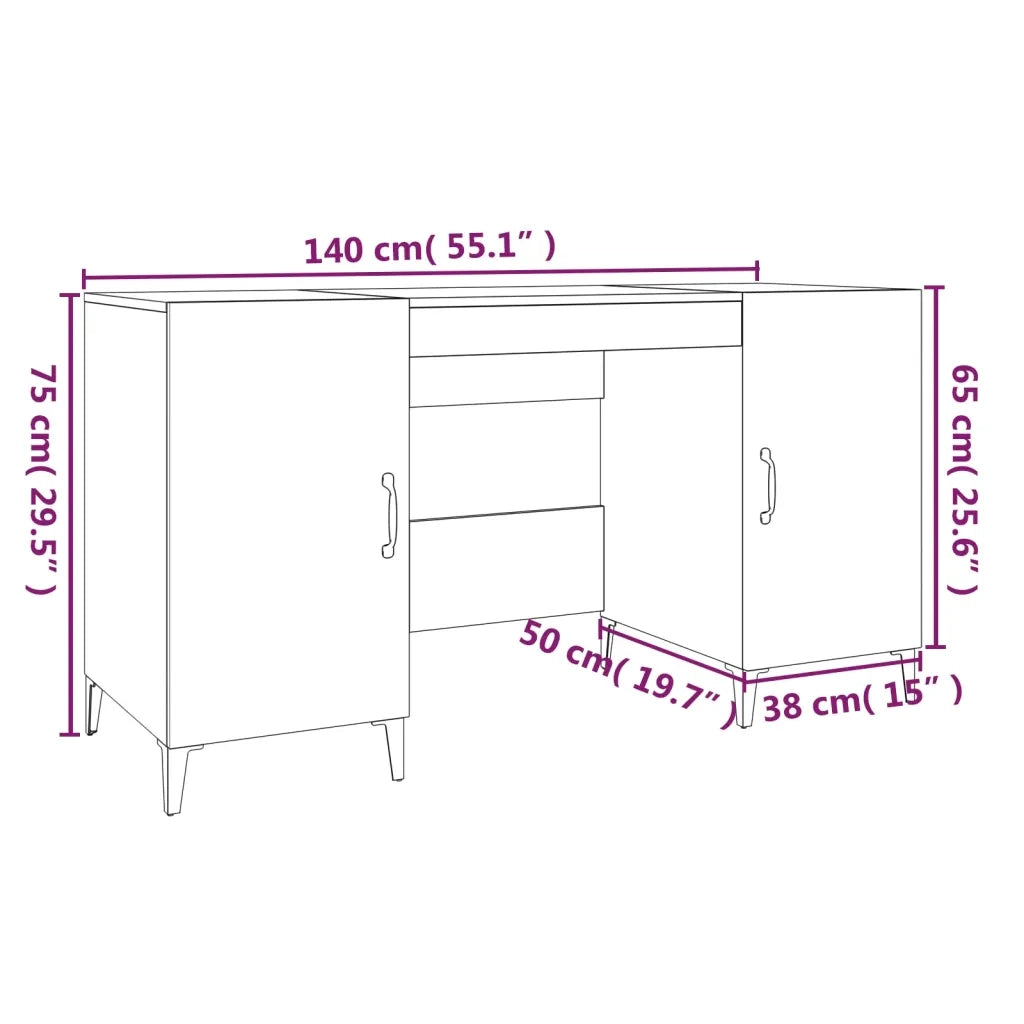Scrivania Grigio Sonoma 140x50x75 cm in Legno Multistrato 817553