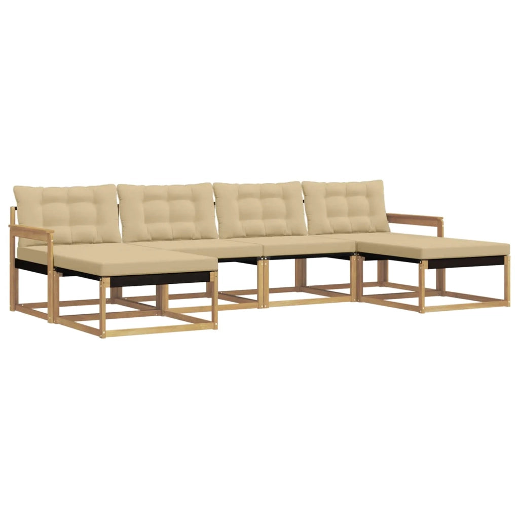 Set di divani da esterno con cuscino 6 pcs Bianco e Beige 3388943