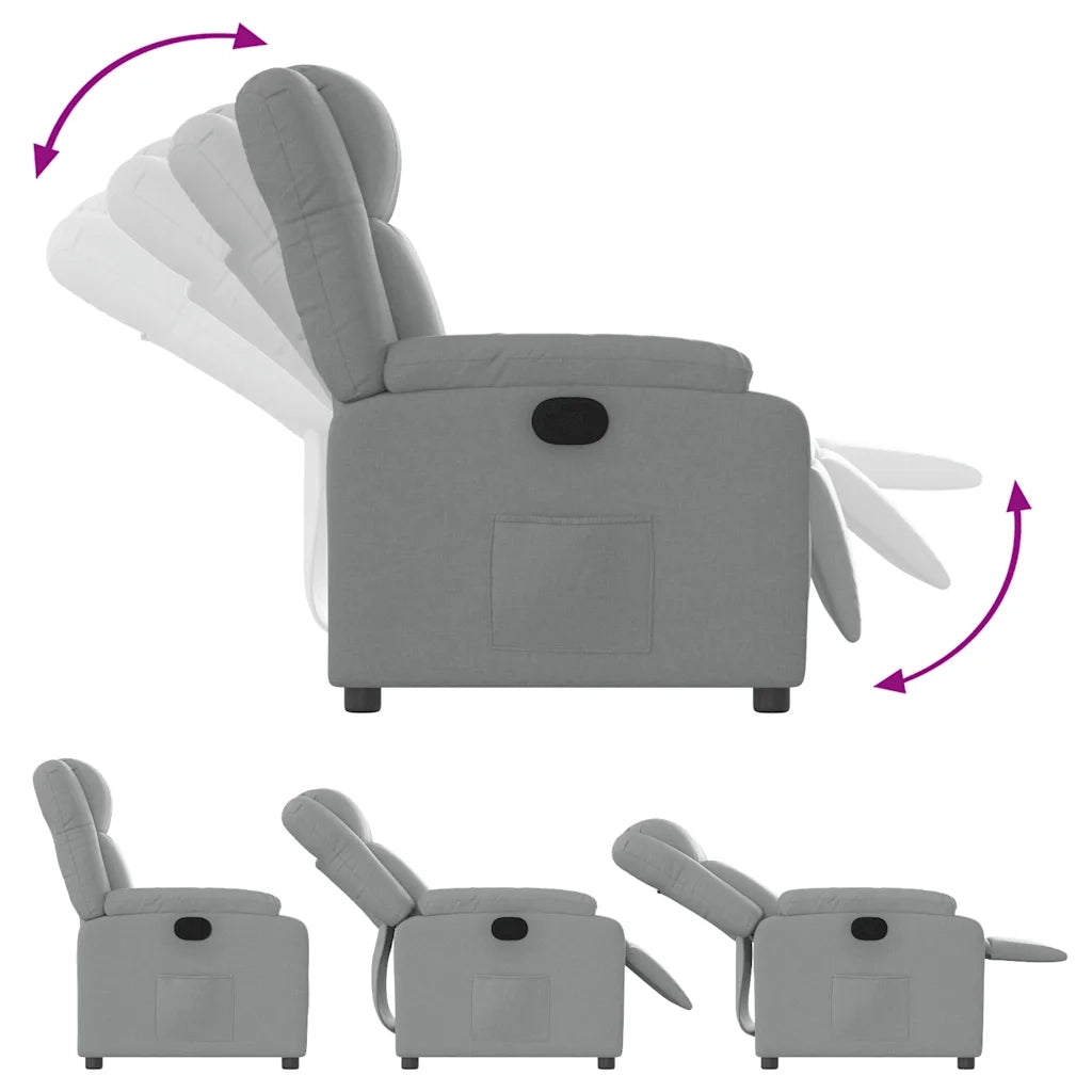 Poltrona | Sedia Relax Reclinabile in Tessuto Grigio Chiaro