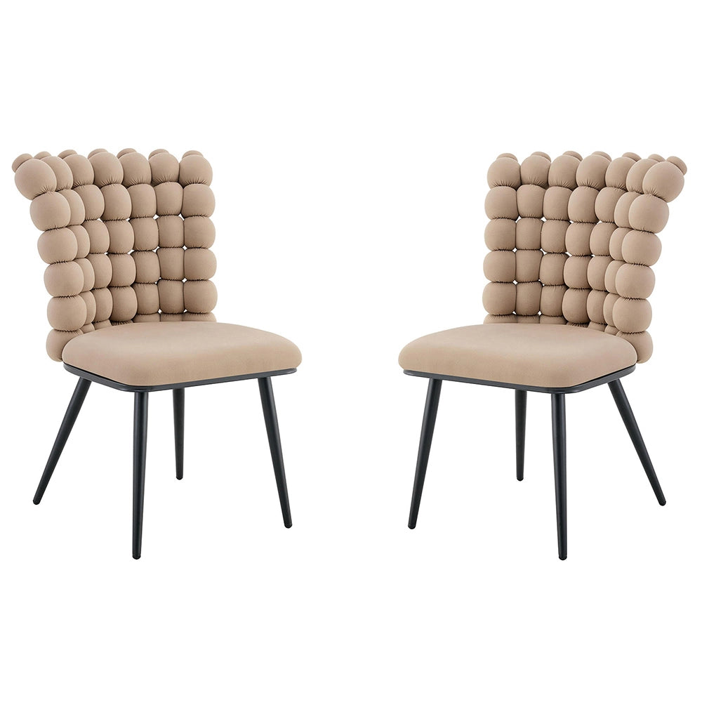Set 2 sedie da pranzo - Xylo - velluto camel gambe nere