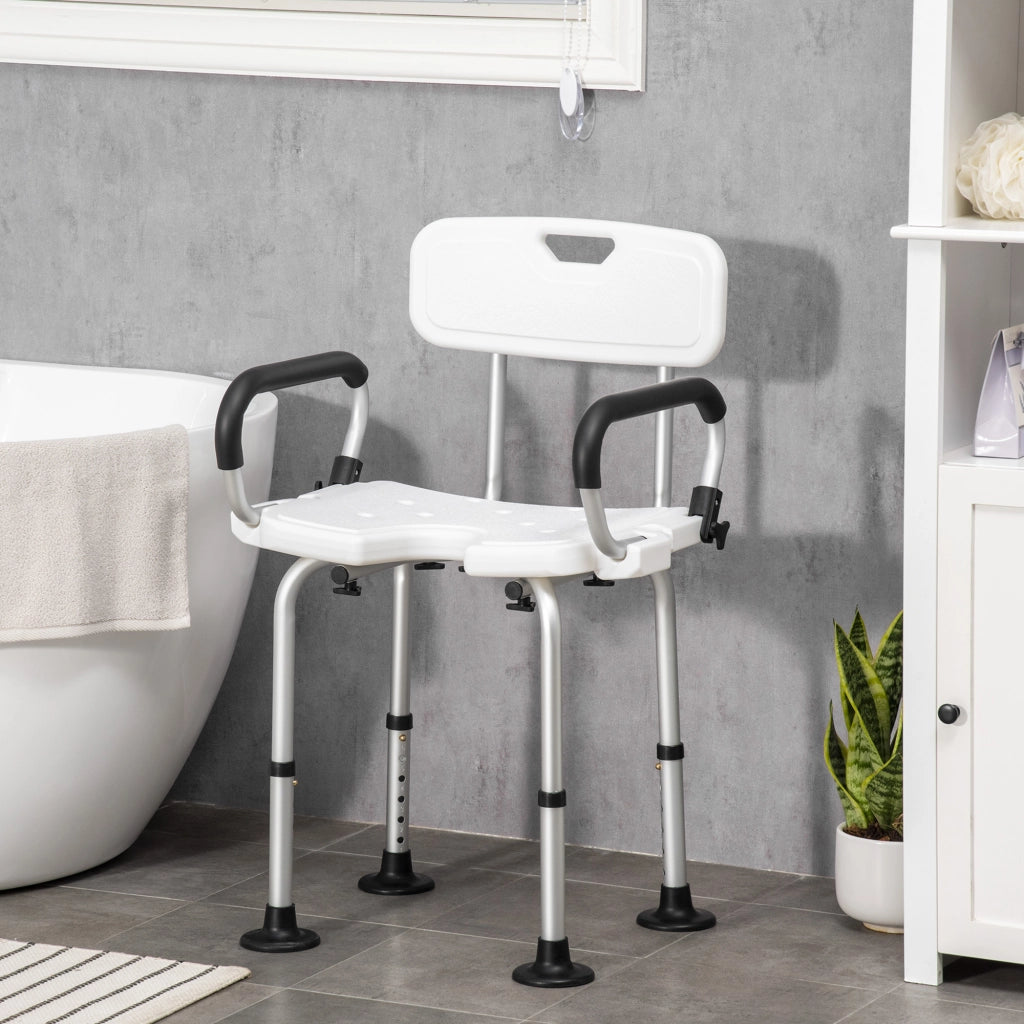 Sgabello da doccia antiscivolo regolabile con braccioli ¨C Minimal ¨C Grigio