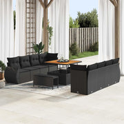 Set Divano da Giardino con cuscino 11 pcs Nero polyrattan 3361854
