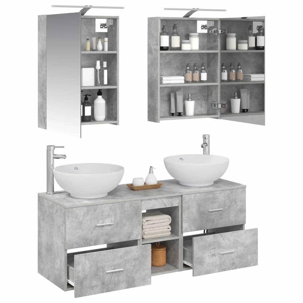 Set di mobili per il bagno 5 pz Grigio Cemento 3406954