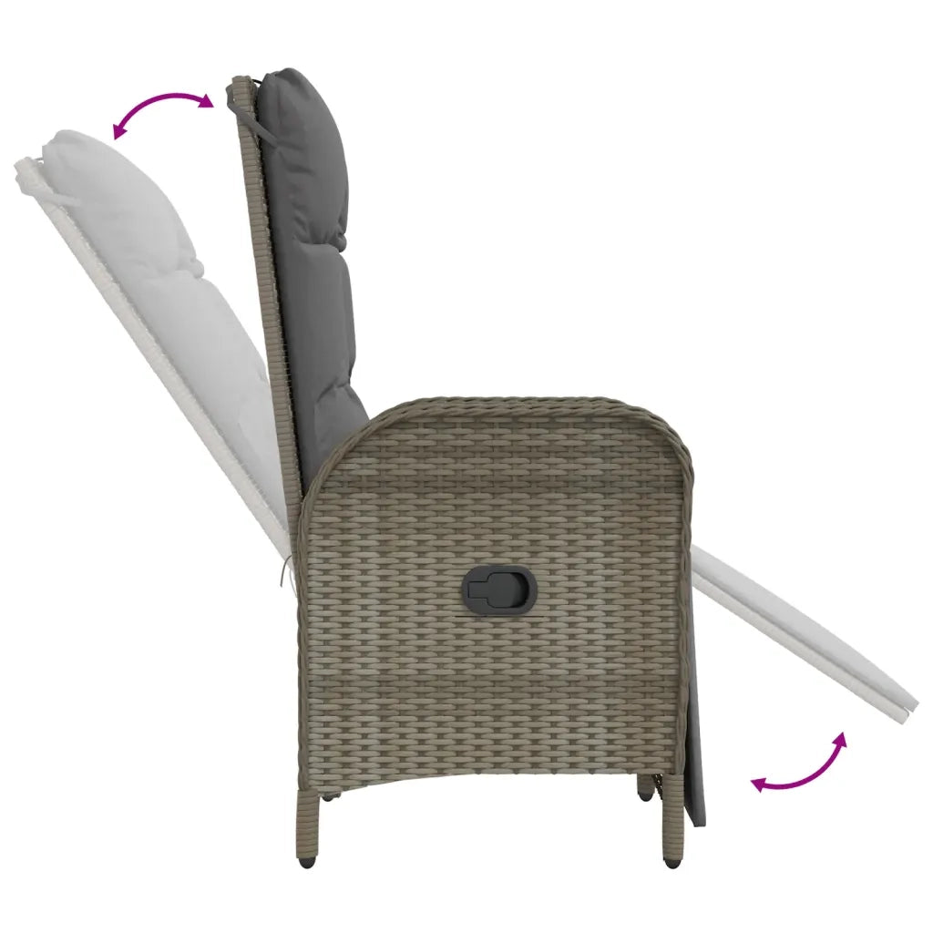 Set da Pranzo da Giardino 4 pz con Cuscini in Polyrattan Grigio