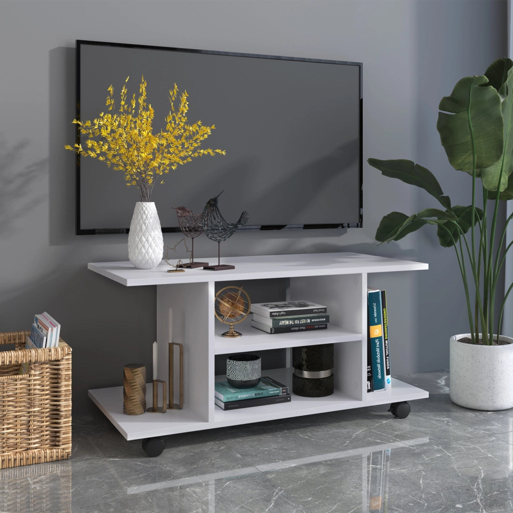 Mobile TV con ruote ¨C Minimal ¨C Bianco 80x40x40