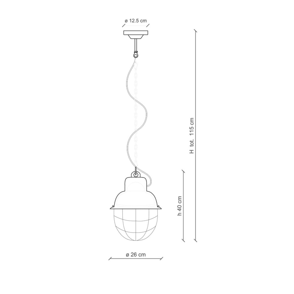 Lampadario Industrial Ferro E Ceramica Con Rete Vintage Bianco 1 Luce E27 26Cm