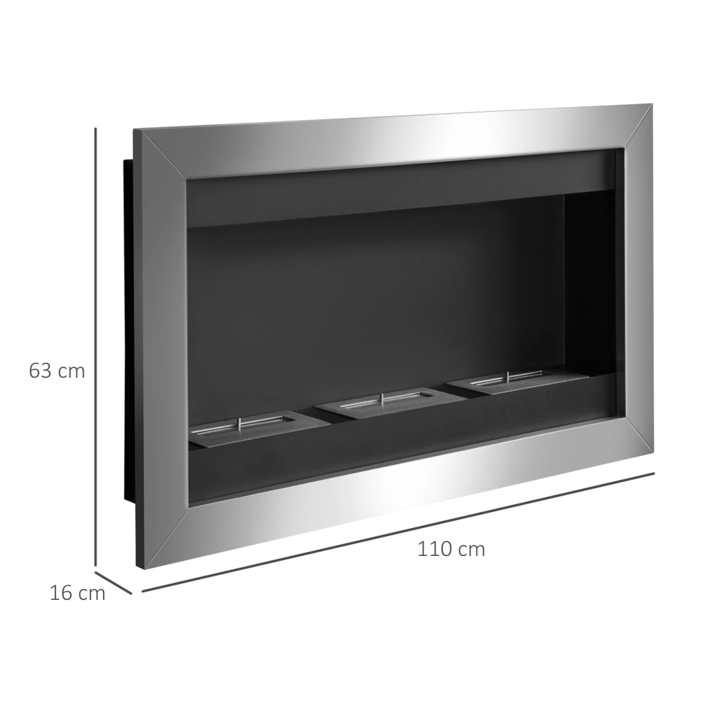 Camino a Bioetanolo da Parete ¨C Minimal ¨C Acciaio Inox 110x63x16cm