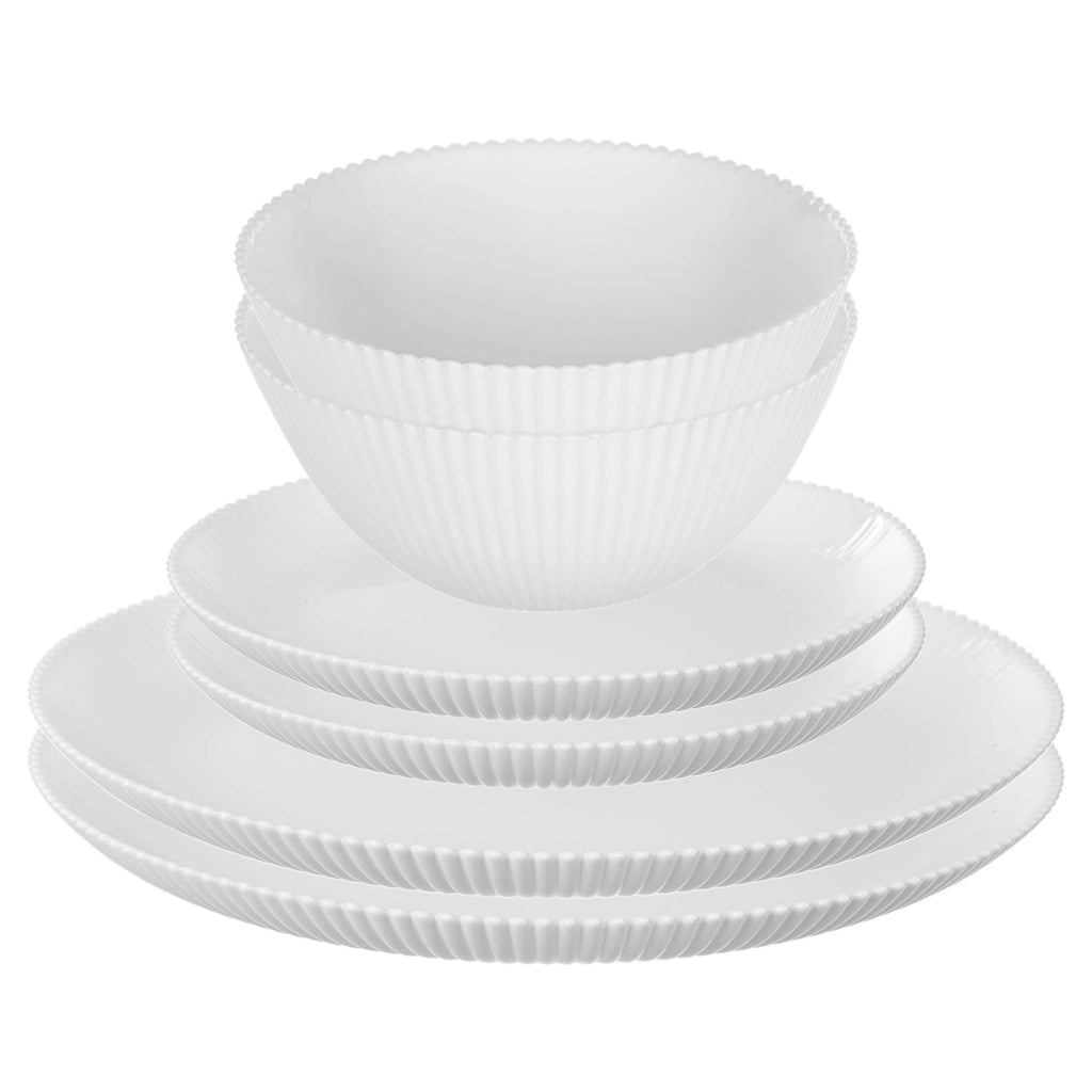 Set di stoviglie KADAX composto da 6 piatti, colore bianco.