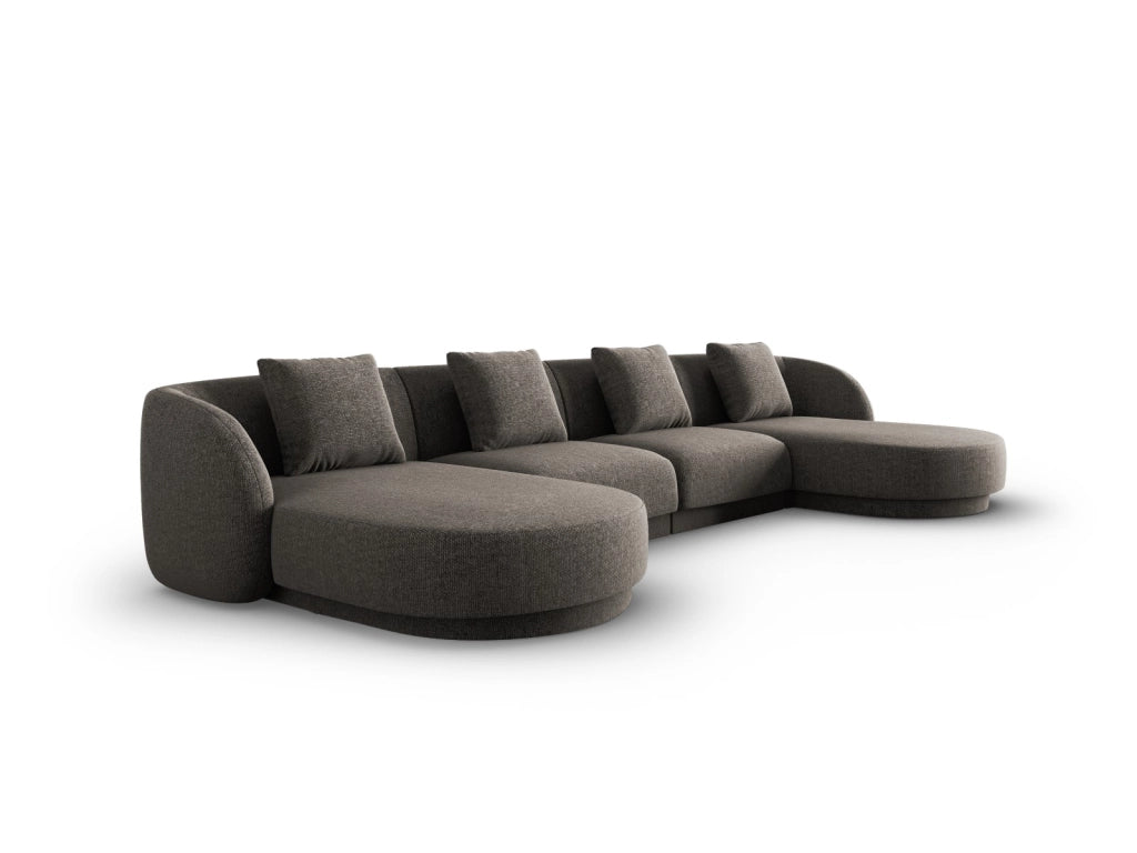 Cosmopolitan Design - Divano panoramico "Tulum" 5 posti in ciniglia grigio 