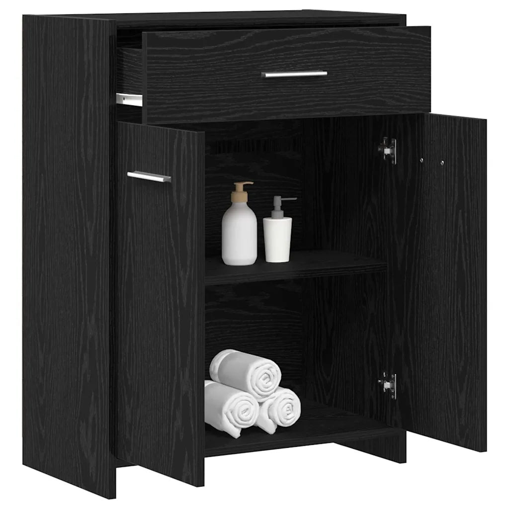 Mobile da Bagno | Armadio da bagno Rovere Nero 60 x 33 x 80 cm Legno multistrato