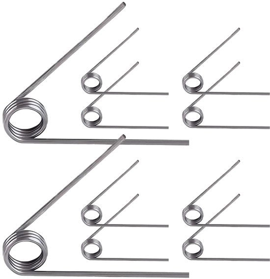 Set di torsiospring a V con 10 elementi - 0,7 mm di diametro del filo - 4,5 mm di diametro esterno - 3 avvolgimenti - 60° di rotazione - acciaio inossidabile - torsiospring