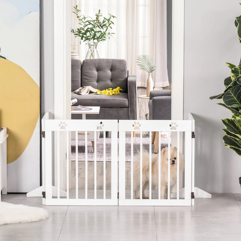 Barriera per Cani Pieghevole 4 Pannelli ¨C Minimal ¨C Bianco 204x61 cm