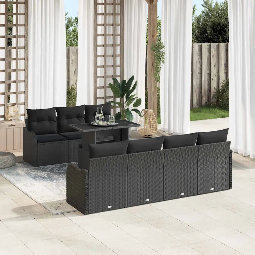 Set Divano da Giardino 8 pcs Nero Rattan in Polipropilene 3357146