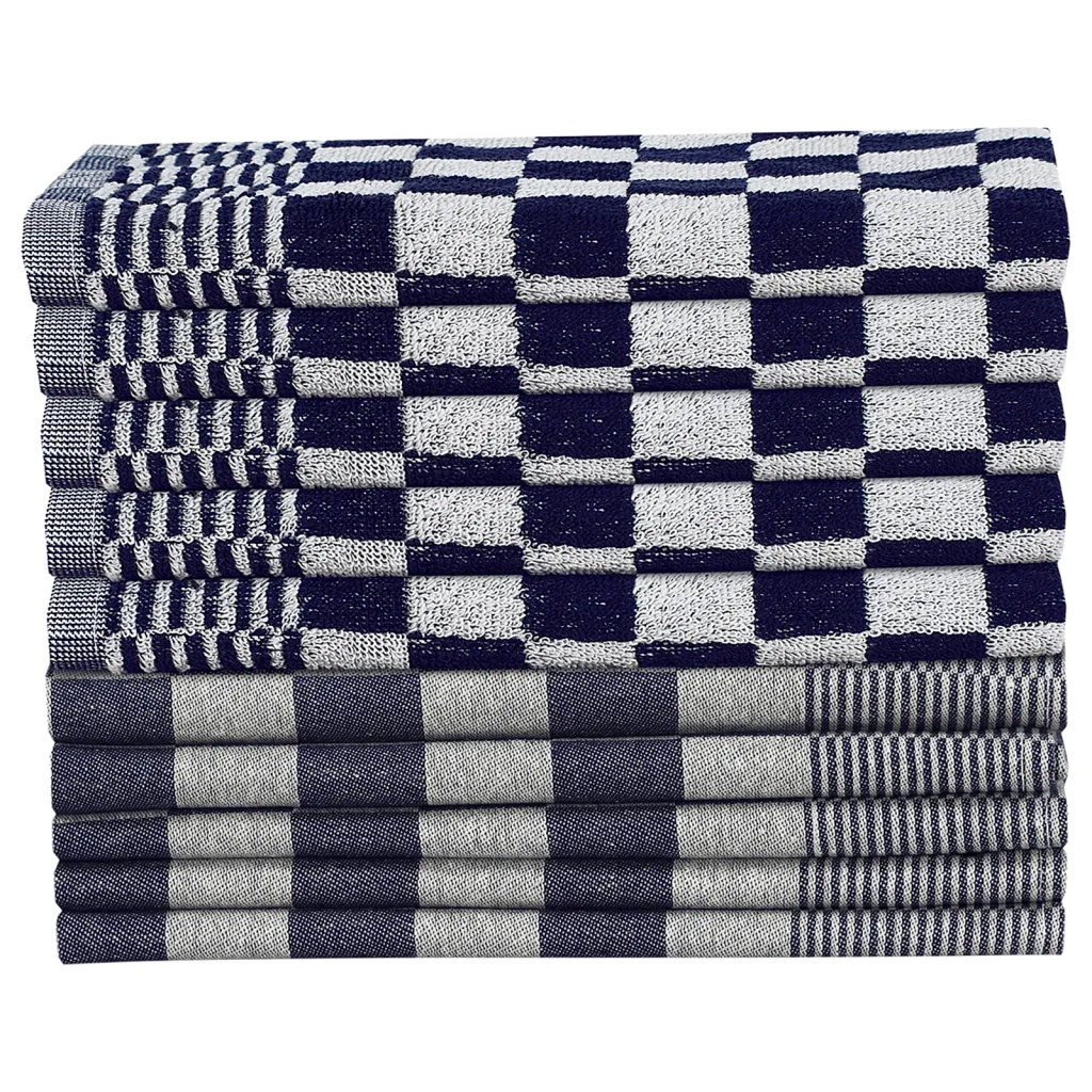 Set Strofinacci 20 pz | Teli per bagno in Cotone Blu e Bianco