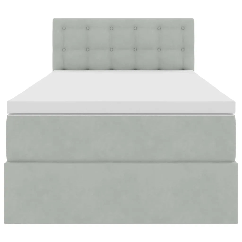 Letto con Contenitore Grigio chiaro 90 x 200 cm Velluto