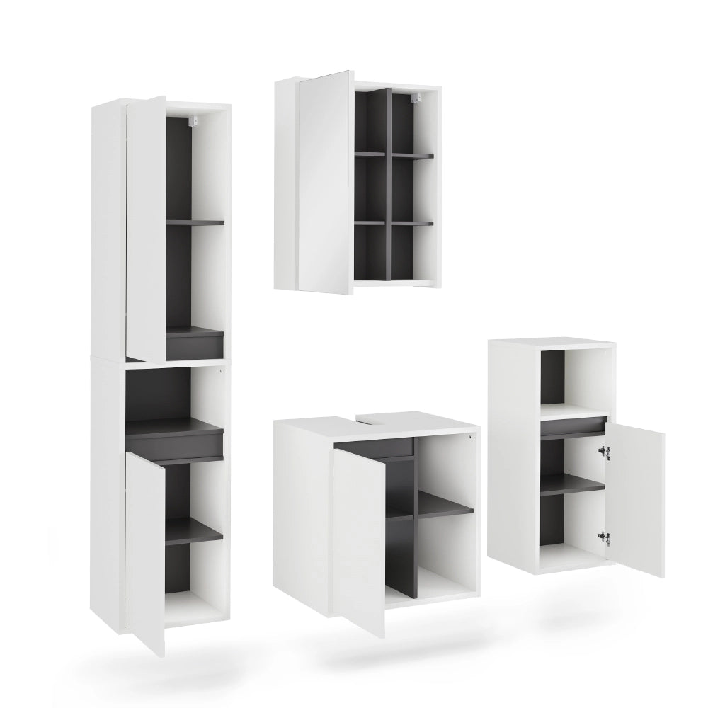 Vicco Set di mobili da bagno Bianco/Grigio 4 parti