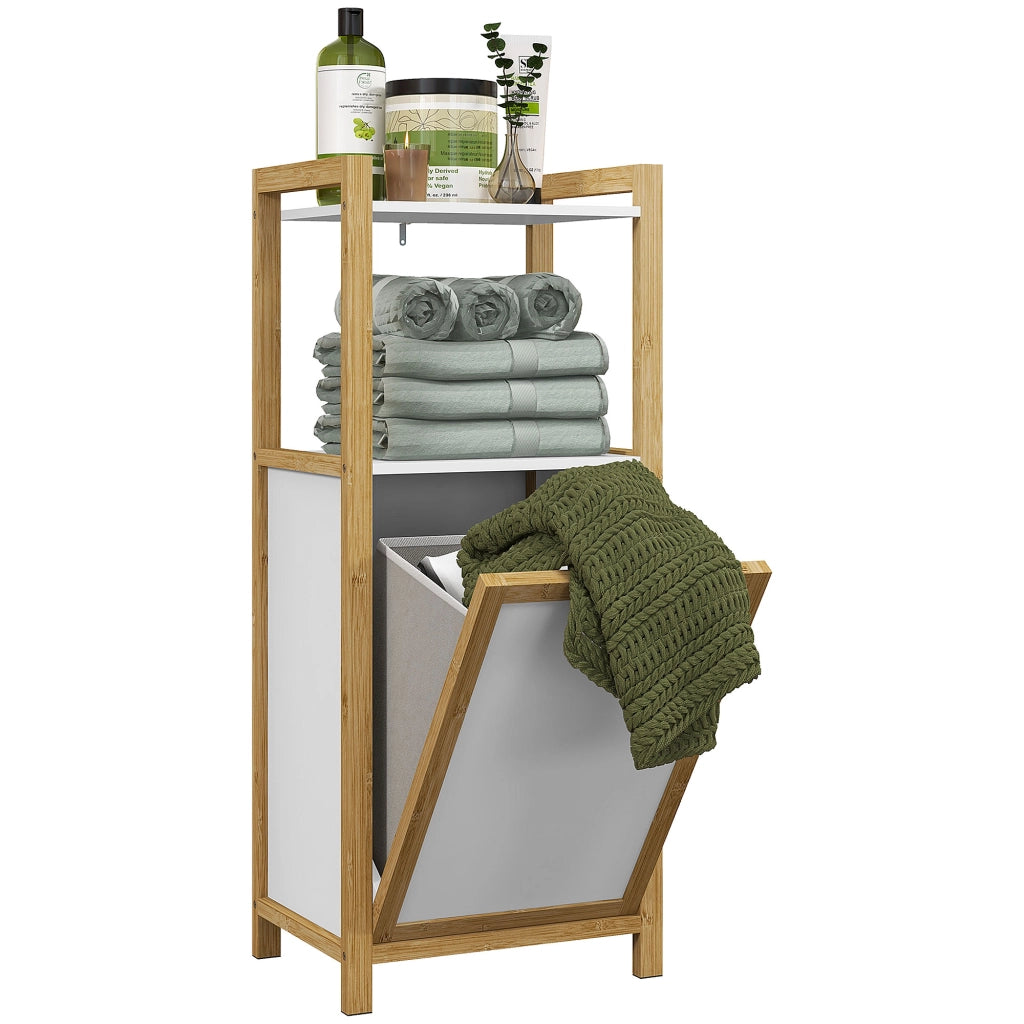 Cestino per bucato in bamb¨´ con ripiani ¨C Minimal ¨C 40x30x86.5 cm