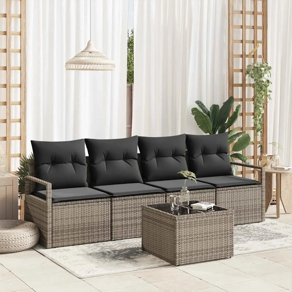 Set di divani con cuscino 5 pcs Grigio polyrattan 3354918
