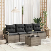 Set di divani con cuscino 5 pcs Grigio polyrattan 3354918