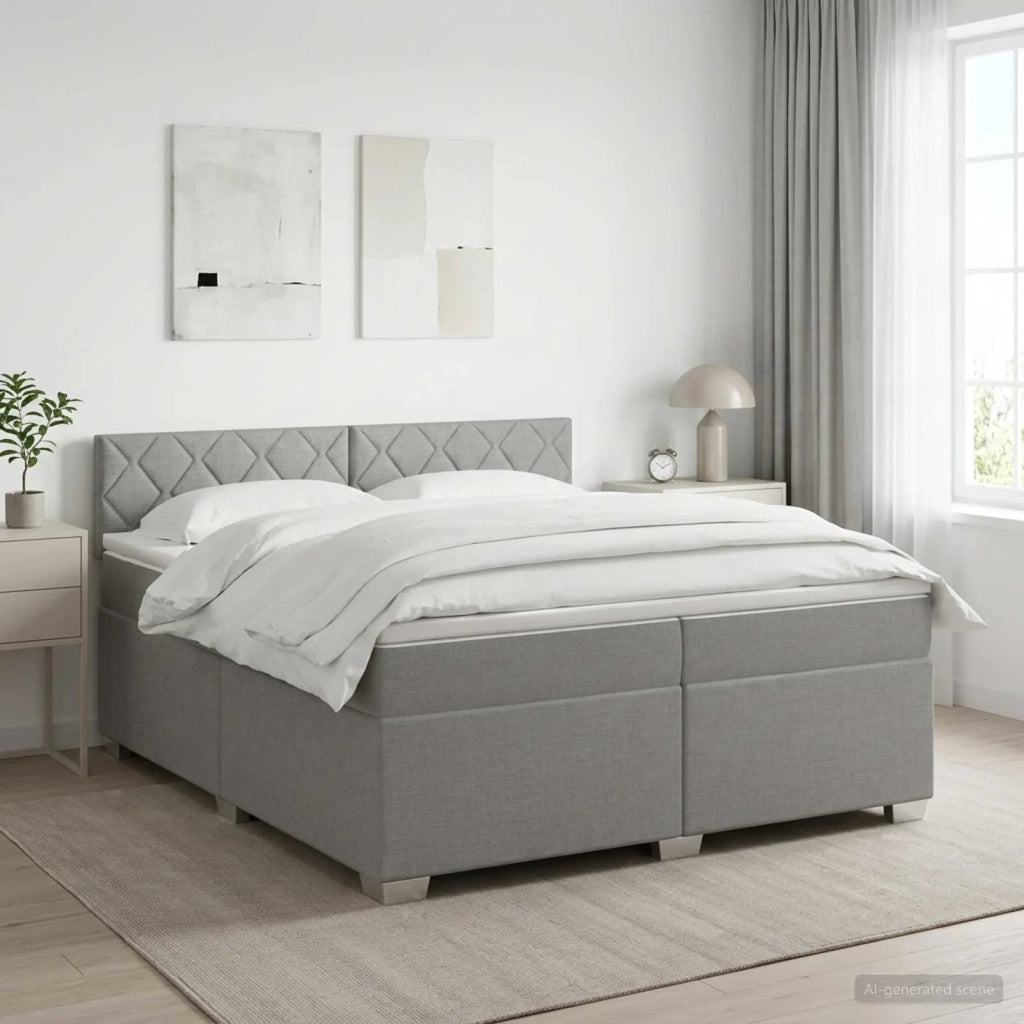 Letto box spring con materasso Grigio Chiaro 200 x 200 cm 3450565