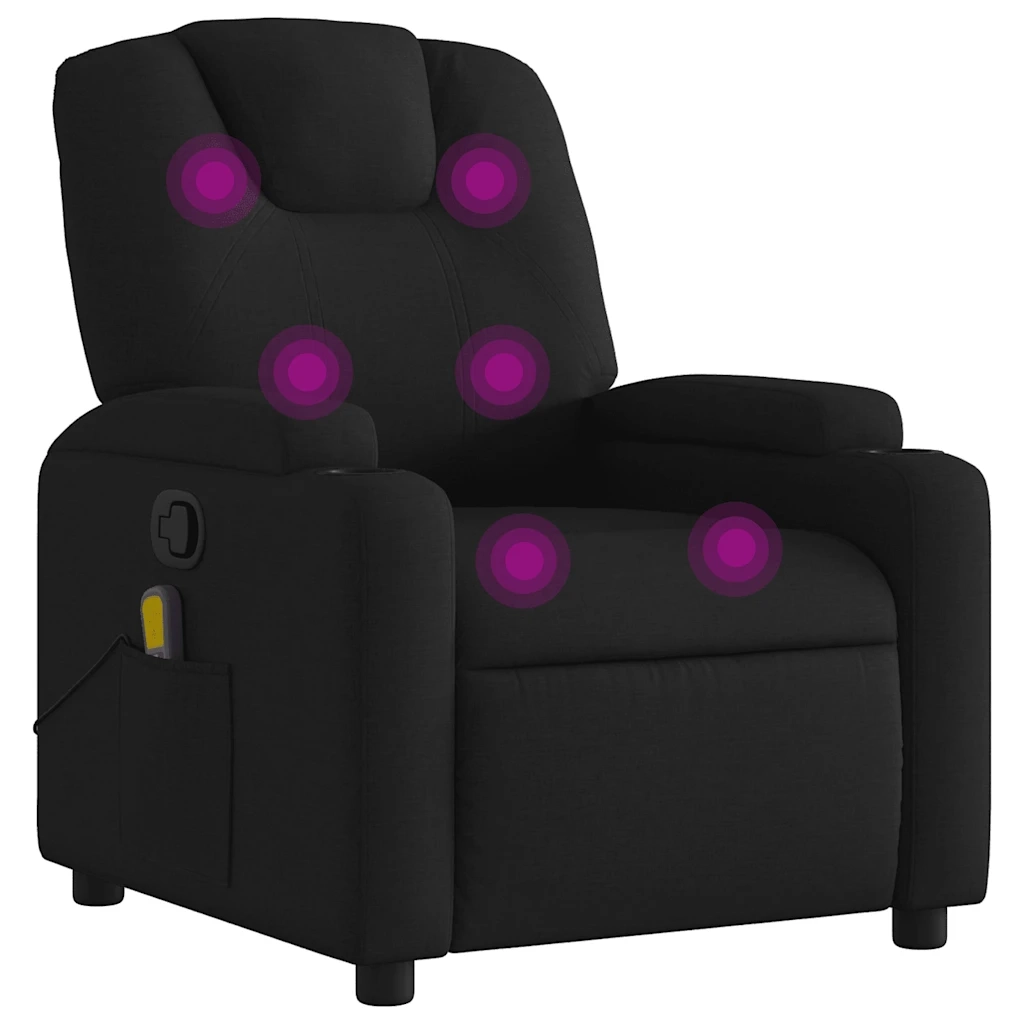 Poltrona Massaggiante | Sedia Relax Reclinabile Nera in Tessuto