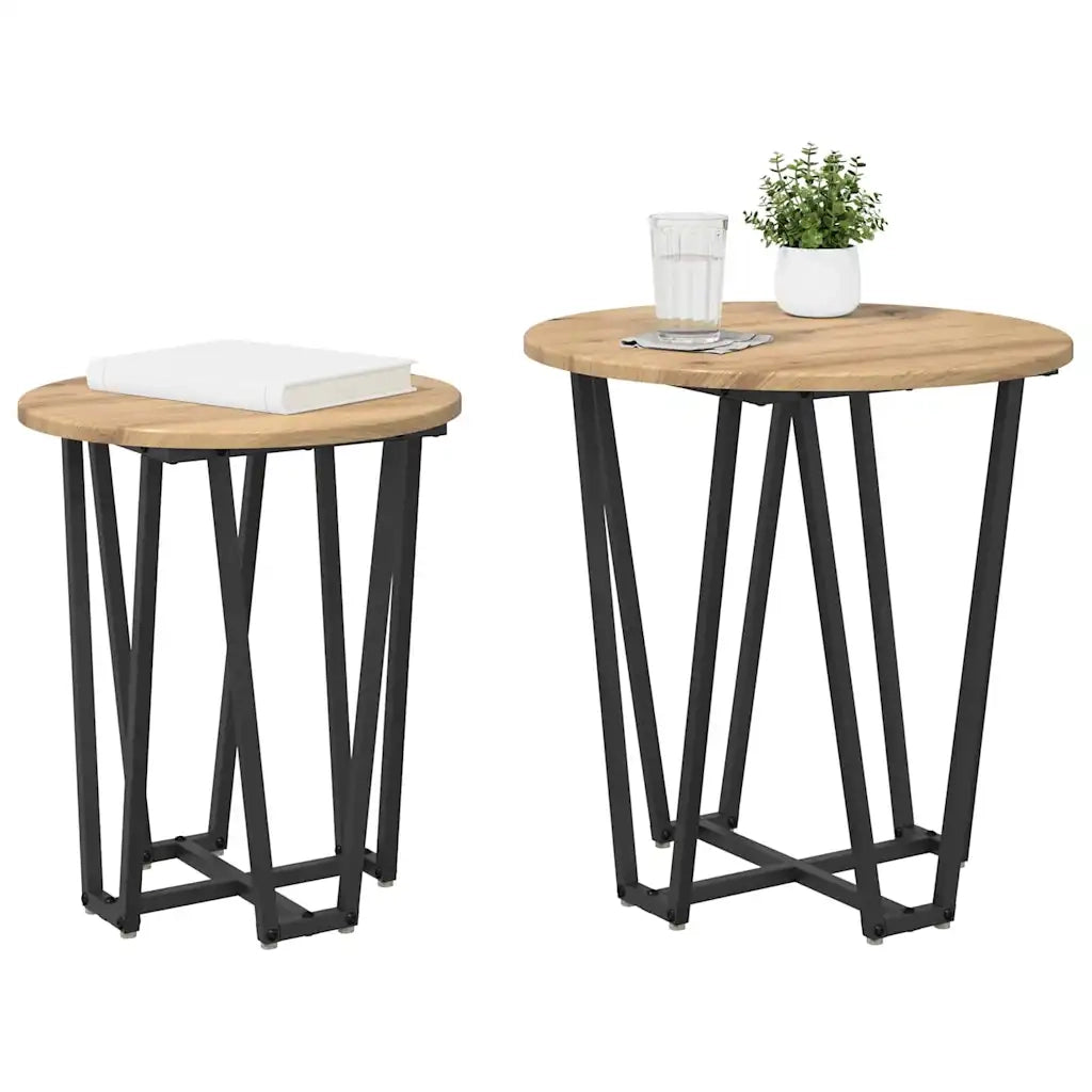 Set tavolini 2 pcs Rovere Artigianale e Nero 869725