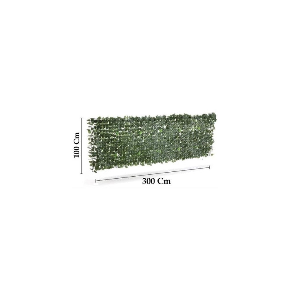 Trade Shop - Siepe Artificiale Sintetica 1x3 Metri Rotolo Rete Foglie Edera Verde Per Balcone -