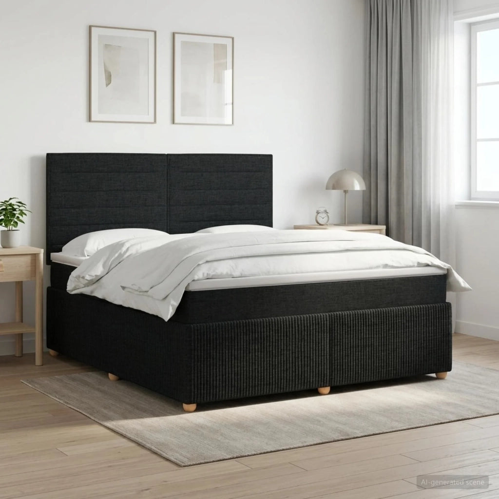Letto box spring con materasso Nero 140 x 190 cm Tessuto 3454384