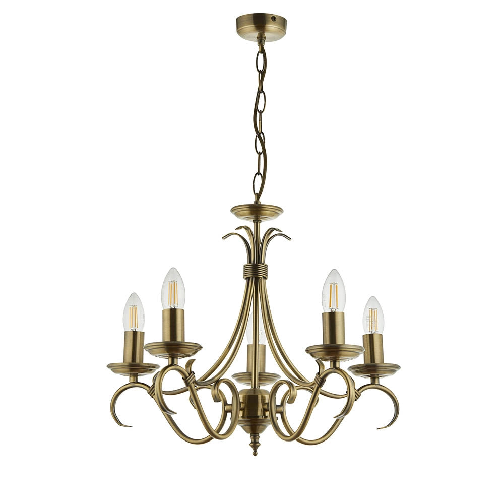 Lampadario Bernice Endon ottone antico 5xE14 dimmerabile